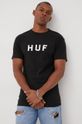 czarny HUF t-shirt bawełniany Męski