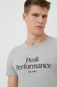 světle šedá Bavlněné tričko Peak Performance Pánský