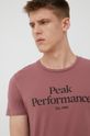 fiołkowo różowy Peak Performance t-shirt bawełniany