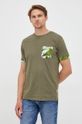 rjavo zelena Bombažen t-shirt Lindbergh Moški