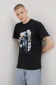 μαύρο Βαμβακερό μπλουζάκι HUF X Marvel Ανδρικά