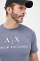 oceľová modrá Bavlnené tričko Armani Exchange Pánsky
