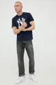 Βαμβακερό μπλουζάκι 47 brand Mlb New York Yankees σκούρο μπλε