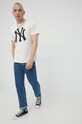 Odzież 47 brand t-shirt bawełniany MLB New York Yankees BB017TEMIME544104CL beżowy