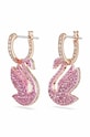 Σκουλαρίκια Swarovski Iconic Swan ροζ 5647544