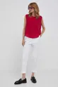 Λευκή μπλούζα United Colors of Benetton ροζ