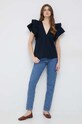 Βαμβακερή μπλούζα Tommy Hilfiger WW0WW38739.PPYX σκούρο μπλε SS23