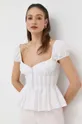 λευκό Βαμβακερή μπλούζα Bardot