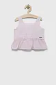 Детская хлопковая блузка Guess розовый