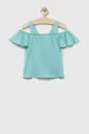 бирюзовый Детская хлопковая блузка United Colors of Benetton Для девочек