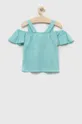 Детская хлопковая блузка United Colors of Benetton бирюзовый