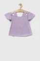 ljubičasta Dječja pamučna bluza United Colors of Benetton Za djevojčice