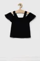 μαύρο Παιδική βαμβακερή μπλούζα United Colors of Benetton Για κορίτσια