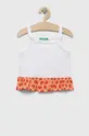 білий Дитяча бавовняна блузка United Colors of Benetton Для дівчаток