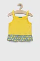 žltá Detská bavlnená blúzka United Colors of Benetton Dievčenský