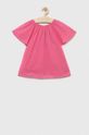 United Colors of Benetton bluza de bumbac pentru copii scurt roz 5JO1CQ01K.G.SEASONAL