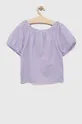 Дитяча льняна блузка United Colors of Benetton фіолетовий