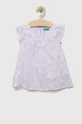 фіолетовий Дитяча льняна блузка United Colors of Benetton Для дівчаток