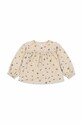 Konges Sløjd bluza din bumbac pentru bebelusi cu modele bej KS4681