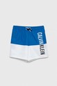 Calvin Klein Jeans szorty kąpielowe dziecięce wzorzyste niebieski KV0KV00030.PPYX