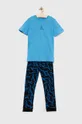 modra Otroška bombažna pižama Calvin Klein Underwear Fantovski