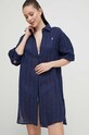 Λινό πουκάμισο παραλίας Polo Ralph Lauren σκούρο μπλε 21264377