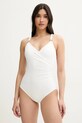 MICHAEL Michael Kors costum de baie dintr-o bucată LOGO TRIM SURPLICE ONE PIECE usor rigidizat alb MM7M759