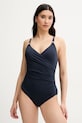 MICHAEL Michael Kors egyrészes fürdőruha LOGO TRIM SURPLICE ONE PIECE sötétkék MM7M759