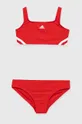 červená Dvojdielne detské plavky adidas Performance 3S Dievčenský