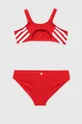 Dječji dvodijelni kupaći kostim adidas Performance 3S crvena