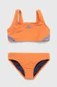 pomarańczowy adidas Performance dwuczęściowy strój kąpielowy dziecięcy 3S BIKINI Dziewczęcy