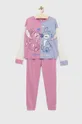 roza Otroška pižama United Colors of Benetton x Disney Dekliški