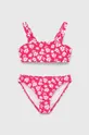 roza Dječji dvodijelni kupaći kostim Abercrombie & Fitch Za djevojčice