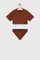 Детски бански от две части Calvin Klein Jeans комплект кафяв KY0KY00040.PPYX