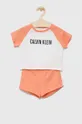 narančasta Dječja pamučna pidžama Calvin Klein Underwear Za djevojčice
