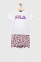 Fila pijamale de bumbac pentru copii cu modele alb FPS1430