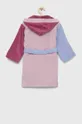 Παιδικό βαμβακερό μπουρνούζι United Colors of Benetton ροζ