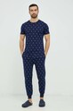 Βαμβακερή πιτζάμα μπλουζάκι Polo Ralph Lauren σκούρο μπλε 714899612