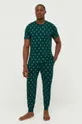 Bombažen pižama t-shirt Polo Ralph Lauren zelena