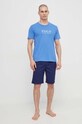 Bavlnené pyžamové tričko Polo Ralph Lauren 714899613 modrá AW23