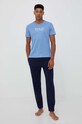 Βαμβακερή πιτζάμα μπλουζάκι Polo Ralph Lauren στάμπα μπλε 714899613