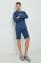 Bombažen pižama longsleeve Polo Ralph Lauren mornarsko modra