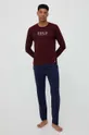 burgundské Bavlnené tričko s dlhým rukávom Polo Ralph Lauren Pánsky