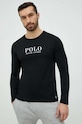 Піжамний бавовняний лонгслів Polo Ralph Lauren чорний 714899614