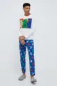 Βαμβακερή μπλούζα πιτζάμας με μακριά μανίκια United Colors of Benetton x Looney Tunes λευκό