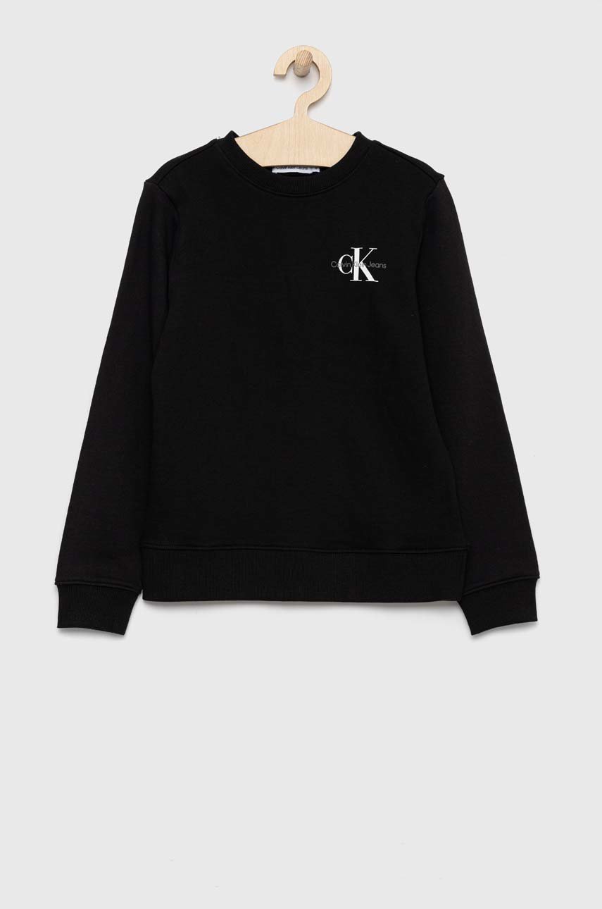 czarny Calvin Klein Jeans bluza bawełniana dziecięca Chłopięcy