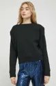 μαύρο Βαμβακερή μπλούζα HUGO Γυναικεία