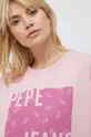 ροζ Βαμβακερή μπλούζα Pepe Jeans Lena