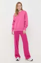 Βαμβακερή μπλούζα BOSS ροζ
