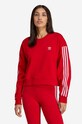 adidas Originals cotton sweatshirt 3-Stripes Cropped Sweatshirt applique red IB7395